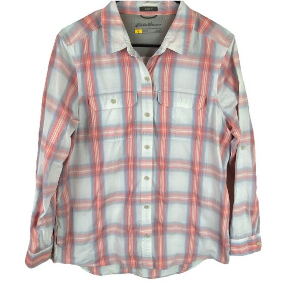 Eddie Bauer Travex Shirt Women’s Medium Roll Tab Sleeve Classic Fit Button Down - Picture 1 of 8